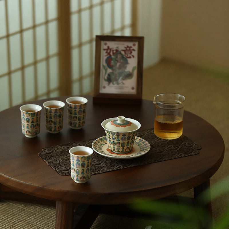 Dunhuang Ceramic Gaiwan with Thousand Buddhas & Lid 150ml