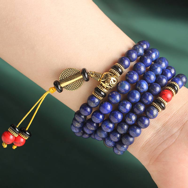 108 Beads Lapis Lazuli Positive Tibetan Mala Bracelet