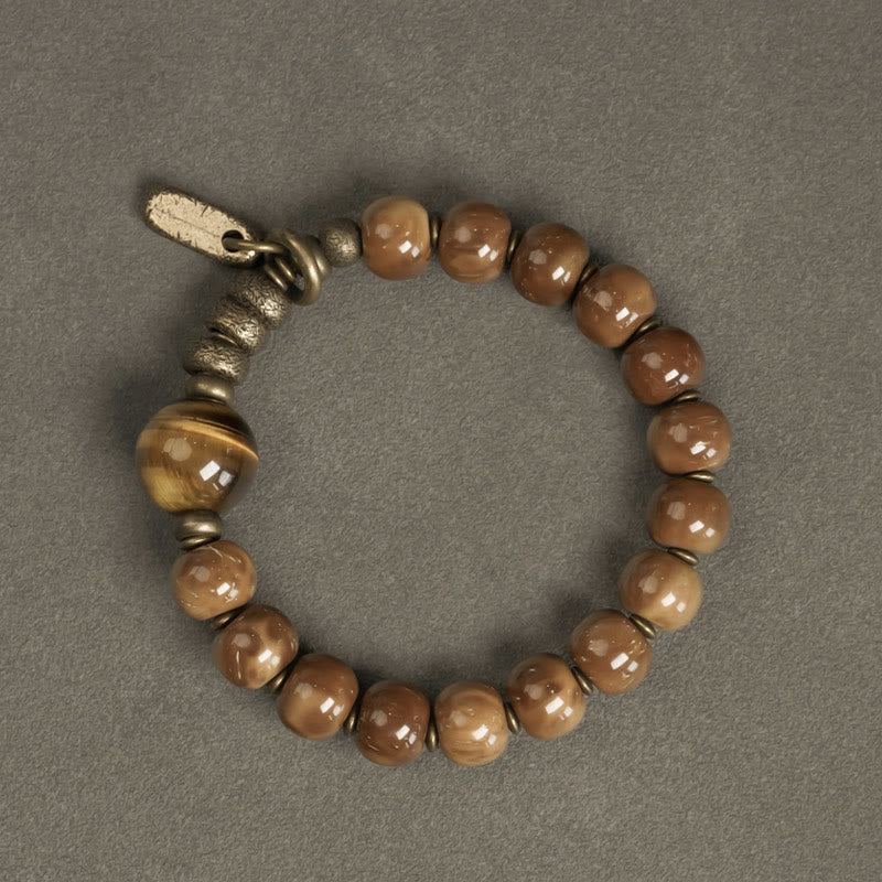Tiger Eye & Gold Sheen Obsidian Kuka Seed Wealth Bracelet