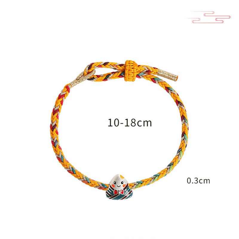 925 Sterling Silver Dragon Boat Festival Bracelet With Colorful Rope