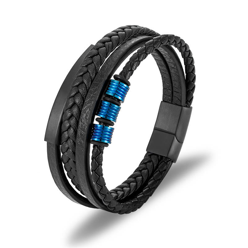 Leather Titanium Steel Magnetic Buckle Balance Bracelet