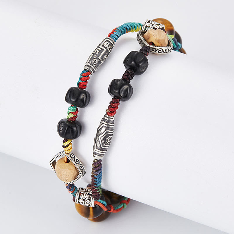 Sterling Silver Tiger Eye Courage Bracelet Handmade Bodhi Seed