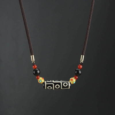 Nine-Eye Dzi Bead Protection Necklace | Tibetan Agate Pendant