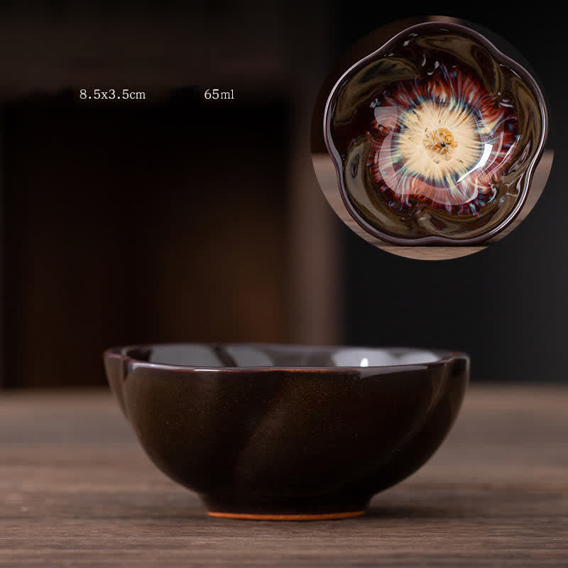 Peach Blossom Ceramic Teacup Beautiful Floral Tea Cup
