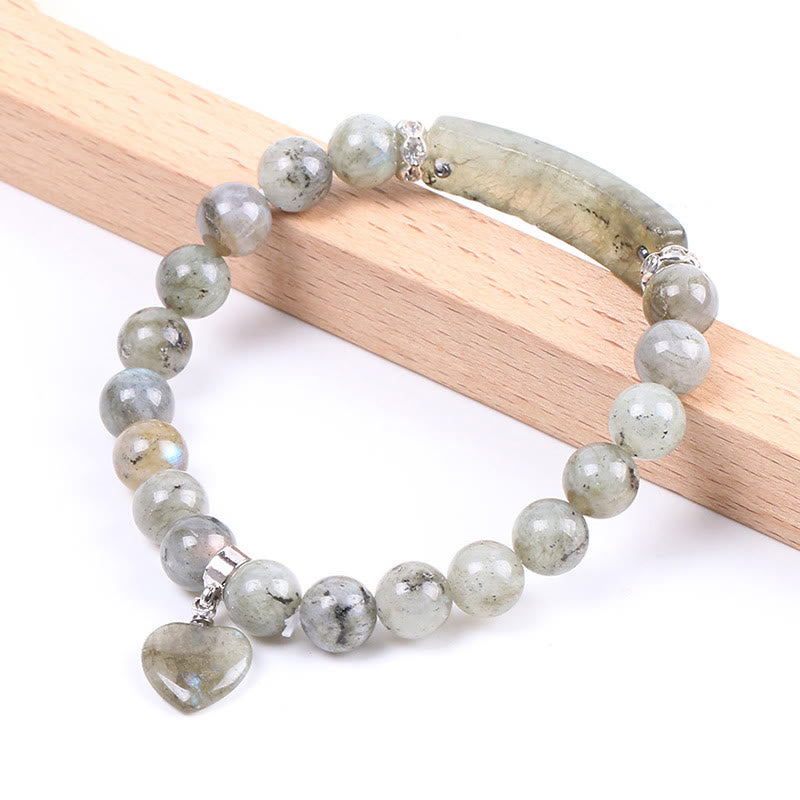 8mm Clear Quartz Love Heart Healing Bracelet for Balance
