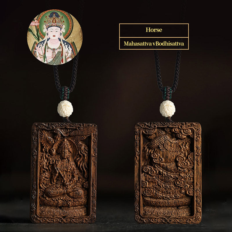 Chinese Zodiac Agarwood PiXiu Dragon Peace Necklace Pendant