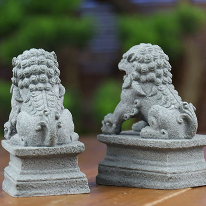 Fu Dogs Elephant Turtle Spiritual Statues Set for Home Blessings