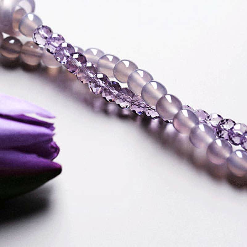 Amethyst Meditation Bracelet Natural Crystal Healing 15.5cm