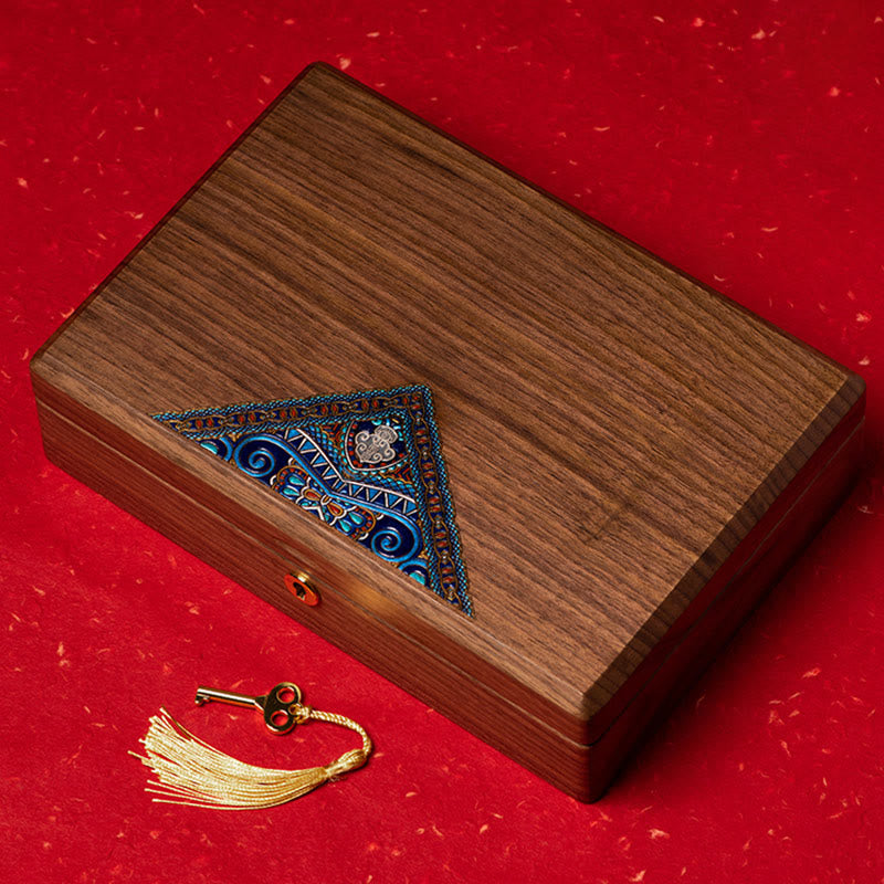 Vintage Handmade Black Walnut Wood Jewelry Storage Box