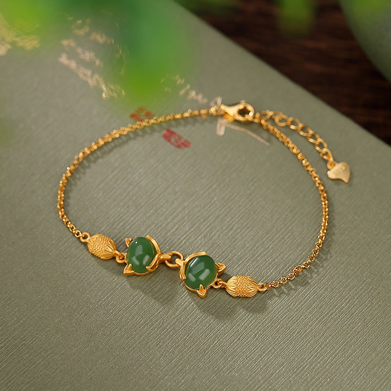 Hetian White & Cyan Jade Bracelet for Luck & Protection