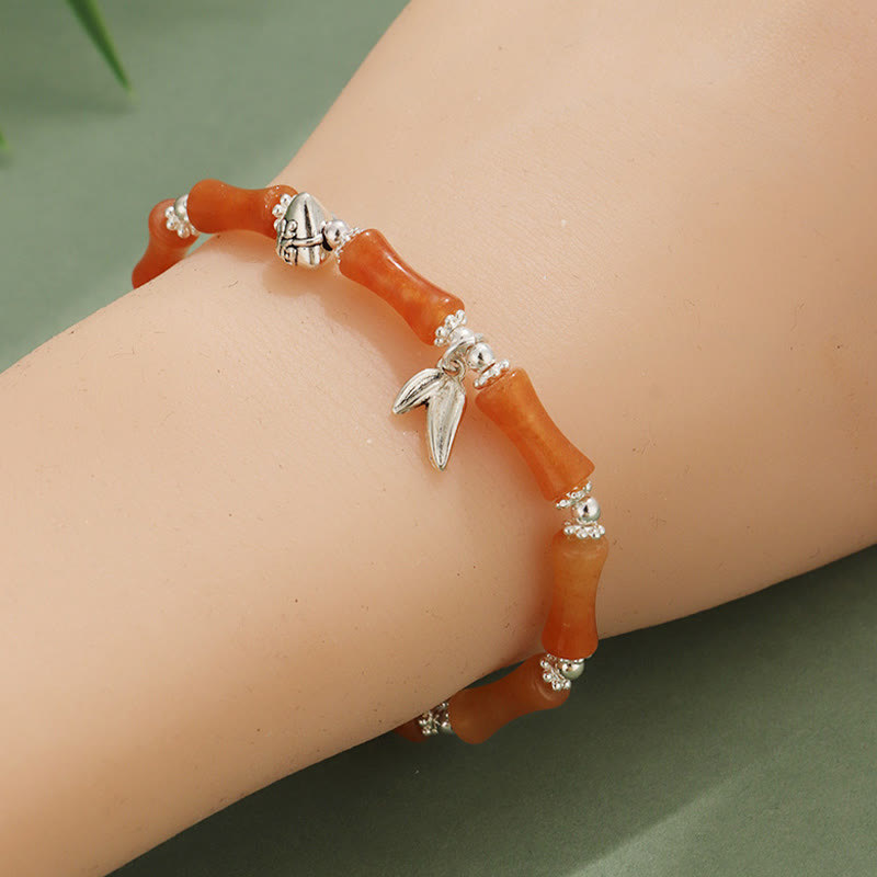 Peridot White Jade Bamboo Fu Symbolic Luck Bracelet