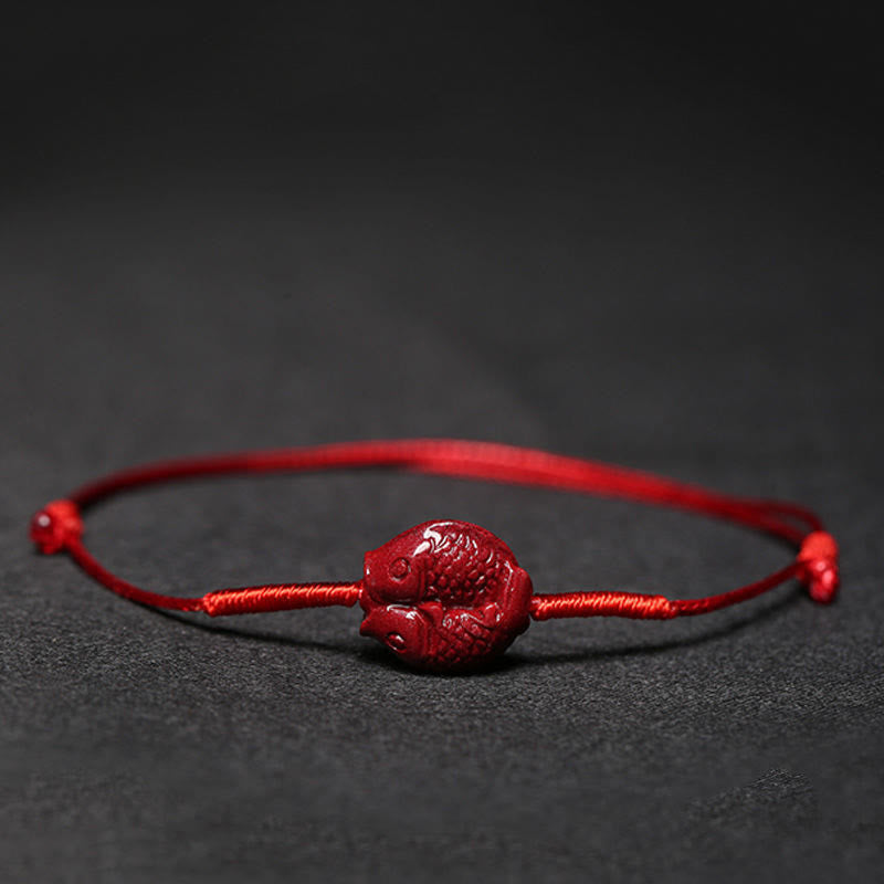 Cinnabar Bracelet with Pixiu for Luck & Protection