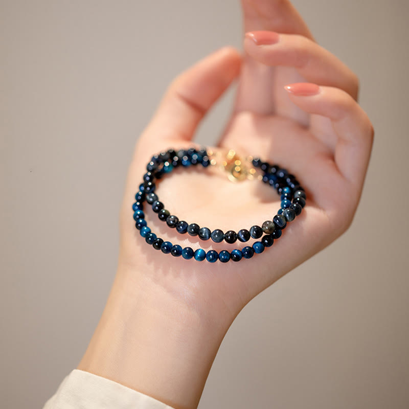 4mm Blue Tiger Eye Protection Chain Bracelet