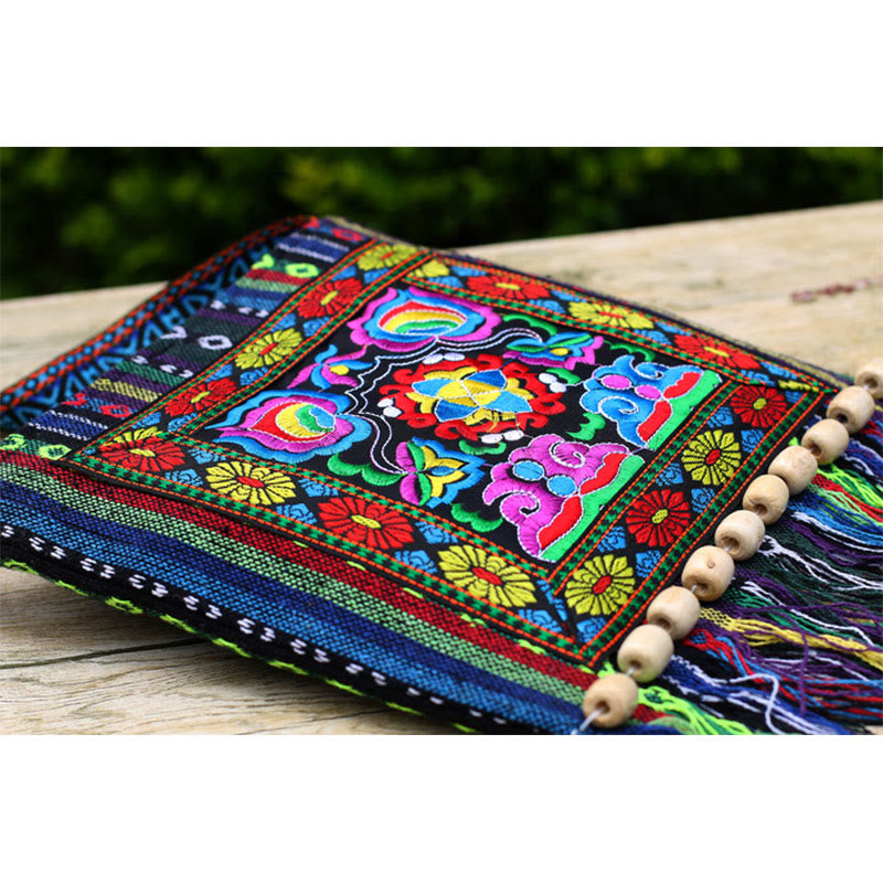 Canvas Camellia Crossbody Bag | Handmade Embroidered Shoulder Bag