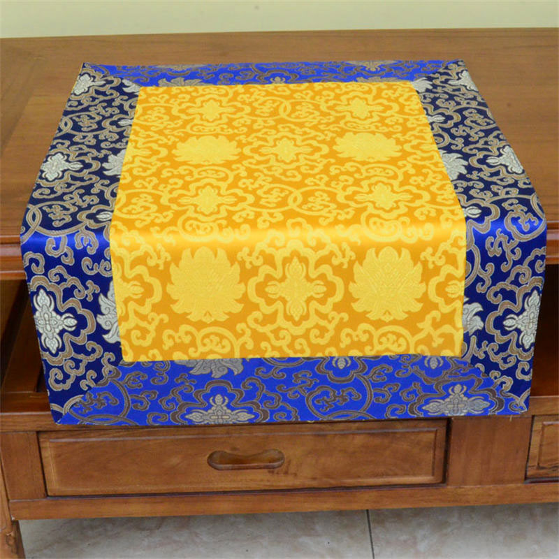 Brocade Prayer Altar Table Runner with Dragon & Vajra Symbols