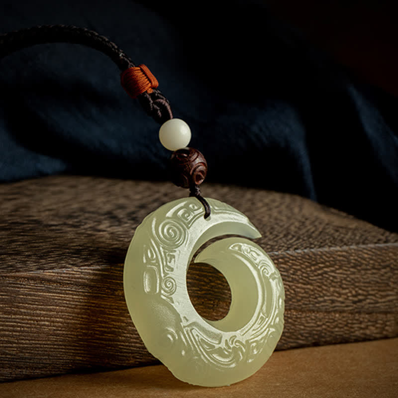 Jade Peace Buckle Necklace for Luck & Prosperity Pendant