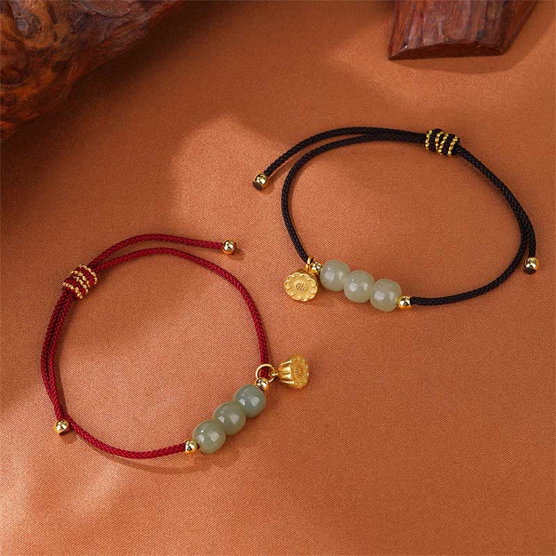Hetian Jade Bracelet with Lotus Pod for Prosperity & Luck