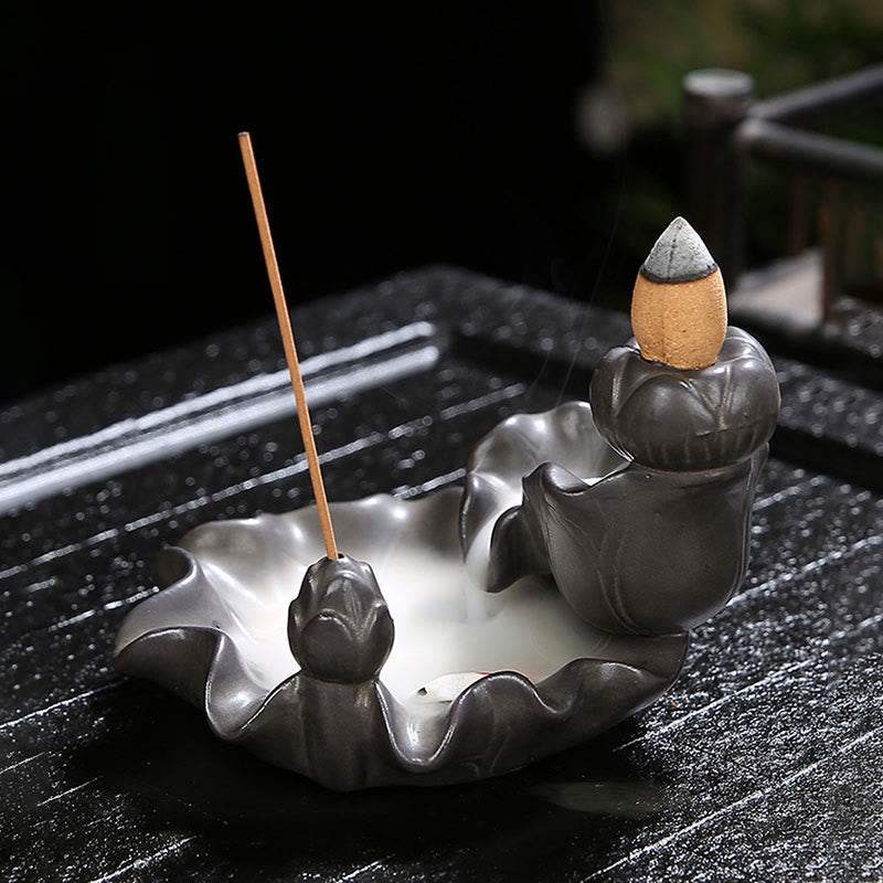 Koi Fish Purple Clay Zen Incense Burner for Luck & Calm