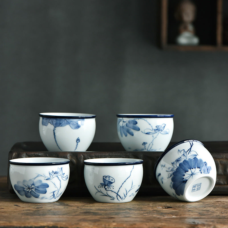 Ceramic Zen Meditation Teacup 130ml Koi Fish Lotus