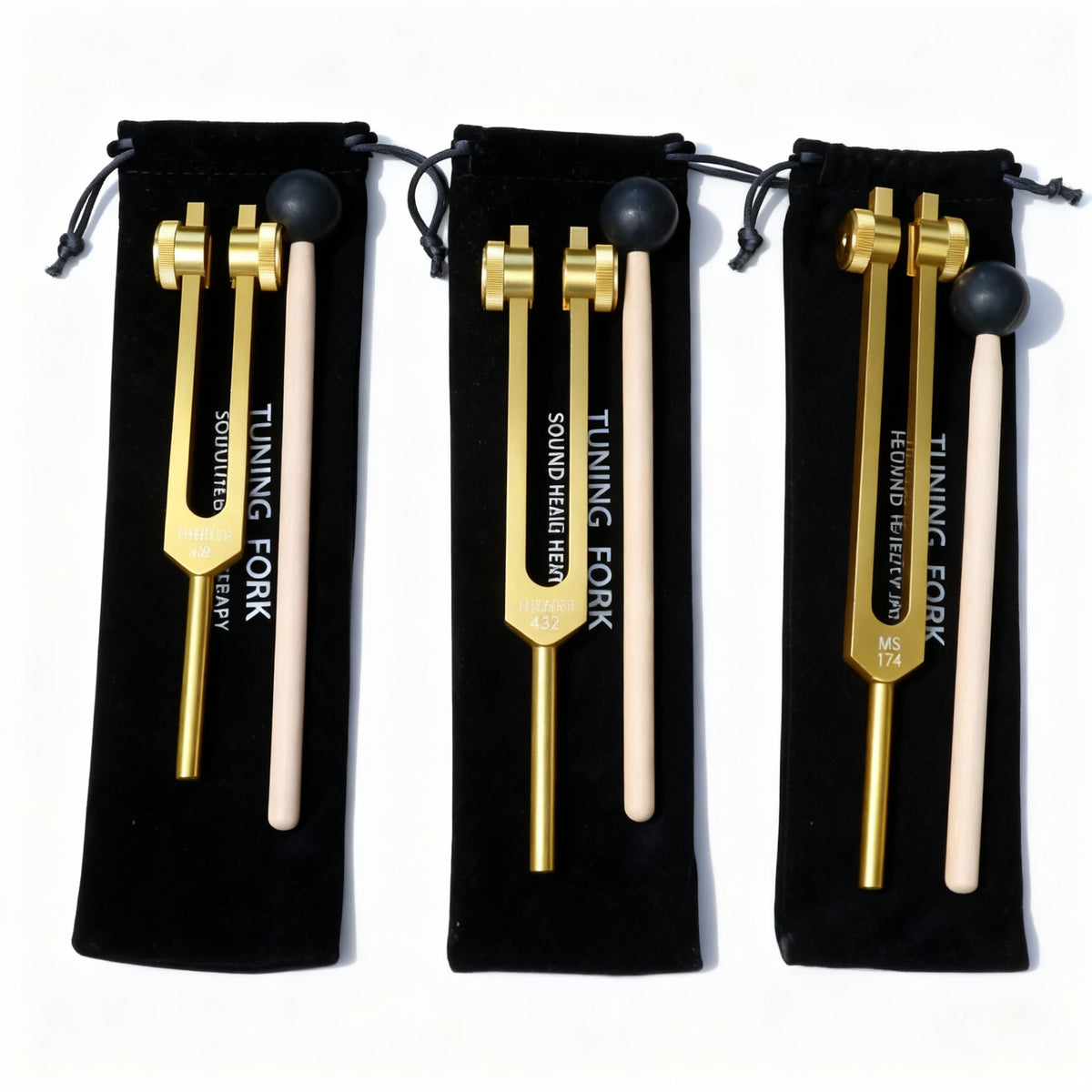 3pc Solfeggio Tuning Fork Set 174 Hz 432 Hz 528 Hz for Pain Relief and Healing