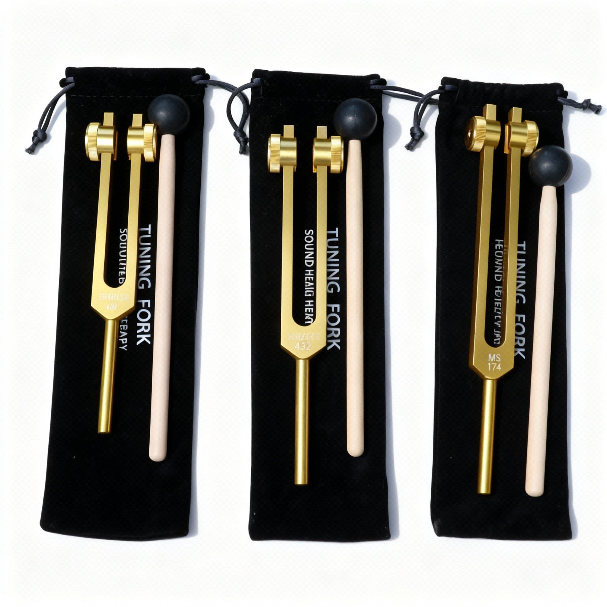 3pc Solfeggio Tuning Fork Set 174 432 & 528 Hz Frequencies