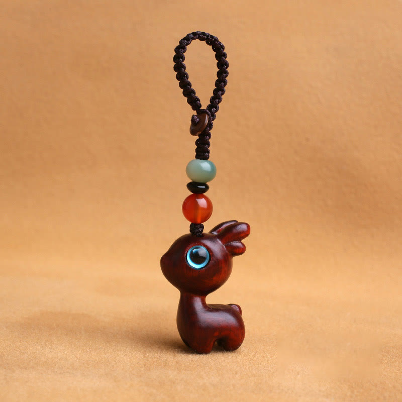 Sandalwood Wood 35mm Mini Deer Protection Key Chain