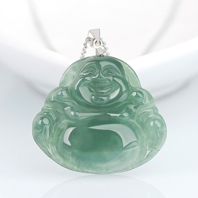 Jade Necklace Laughing Buddha Pendant | Protection & Calm