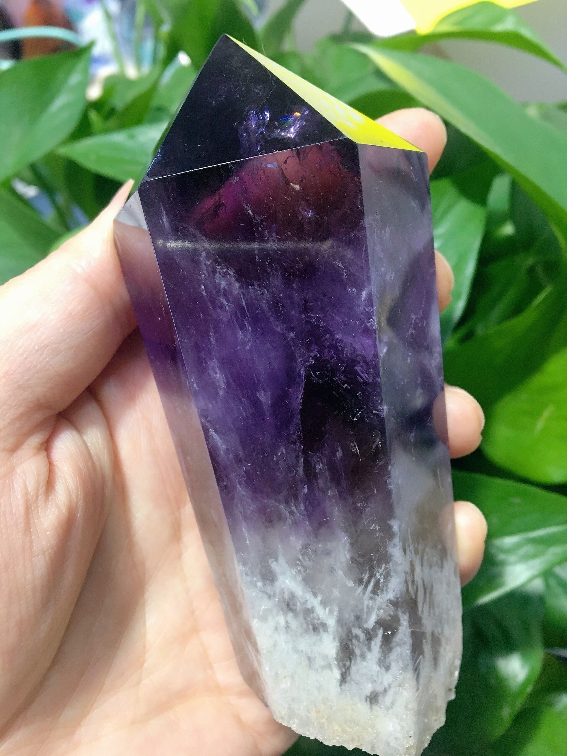Dark Purple Amethyst Half Polished Crystal Point 3.8 in