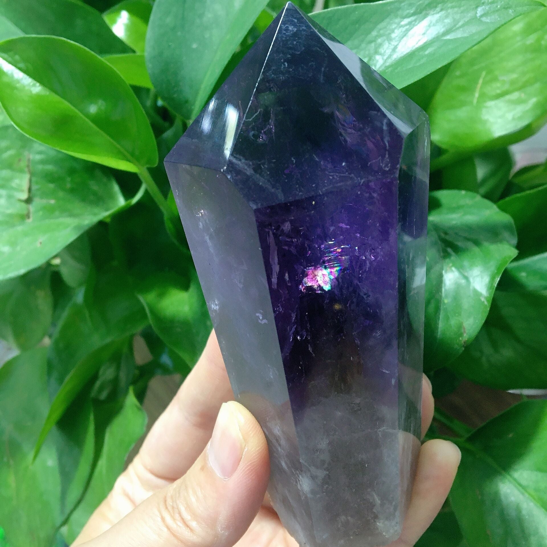 Dark Purple Amethyst Half Polished Crystal Point 3.8 in