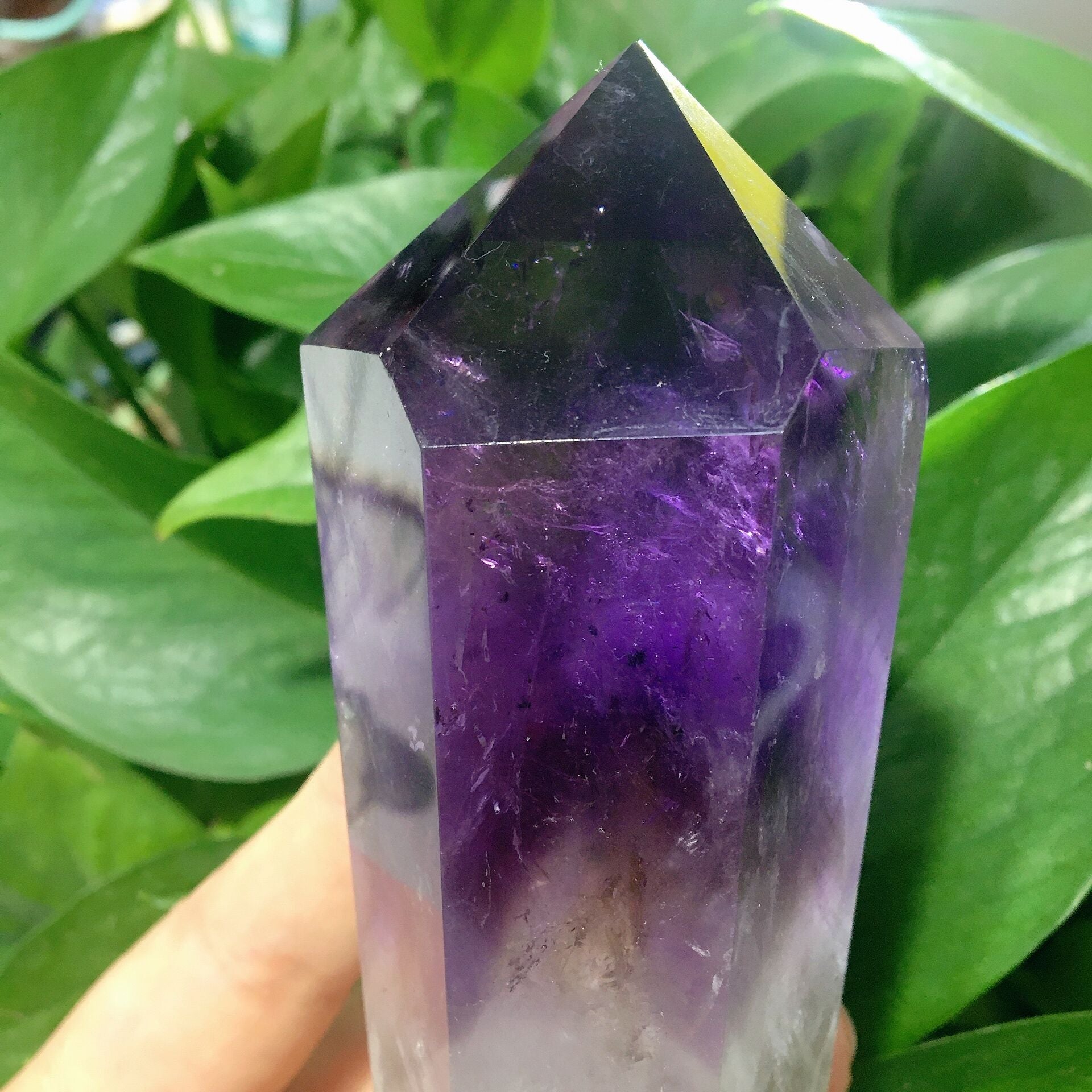 Dark Purple Amethyst Half Polished Crystal Point 3.8 in