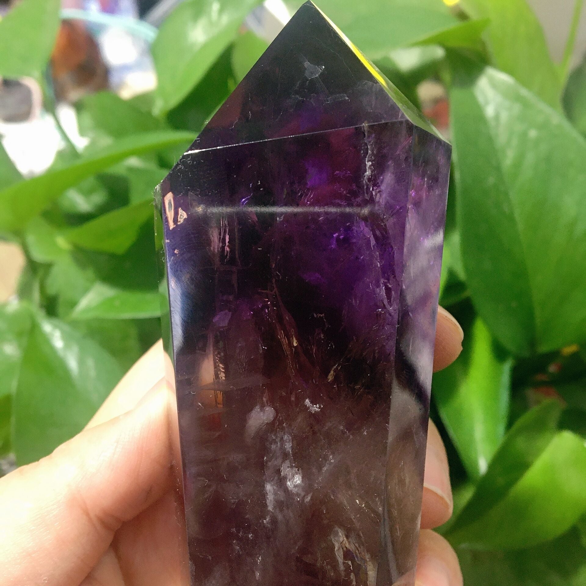 Dark Purple Amethyst Point Half Polished 5.3 Inches Healing