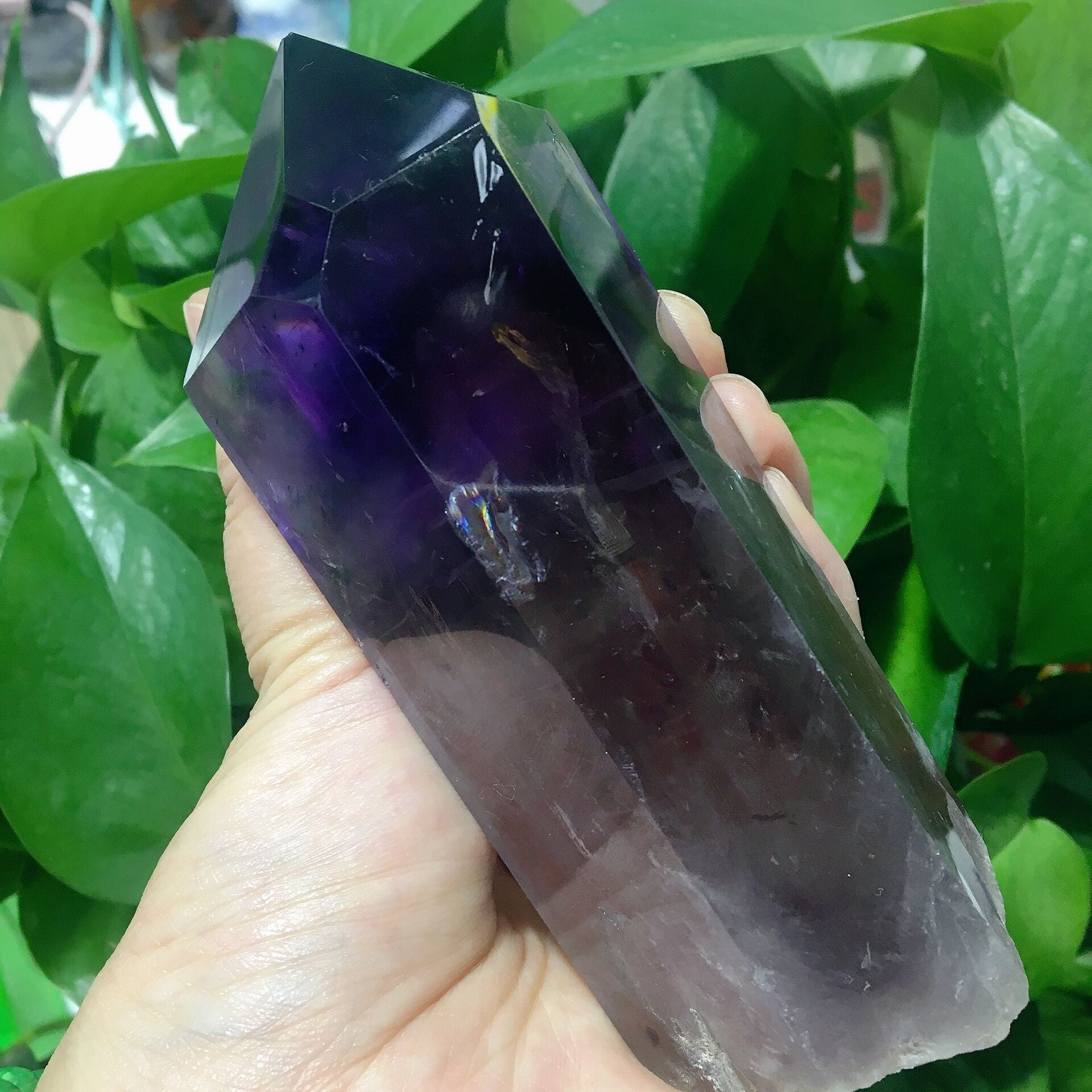 Dark Purple Amethyst Point Half Polished 5.3 Inches Healing