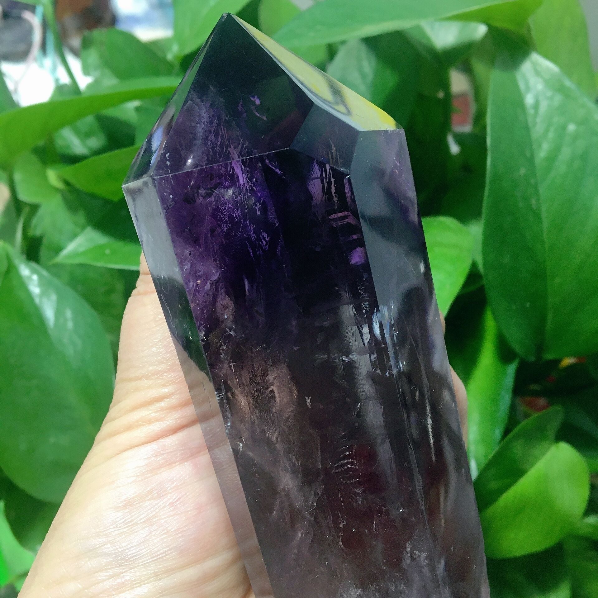 Dark Purple Amethyst Point Half Polished 5.3 Inches Healing