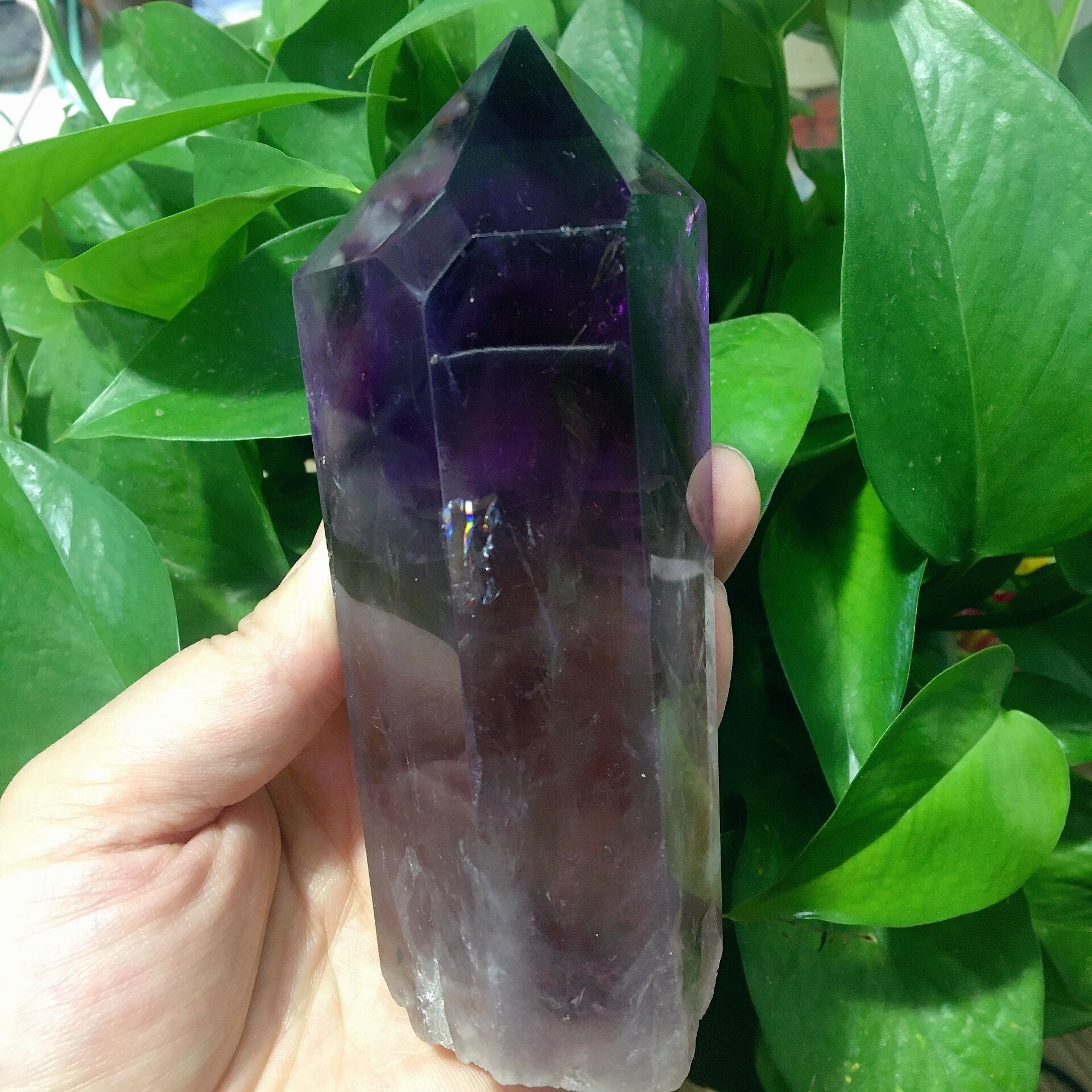 Dark Purple Amethyst Point Half Polished 5.3 Inches Healing