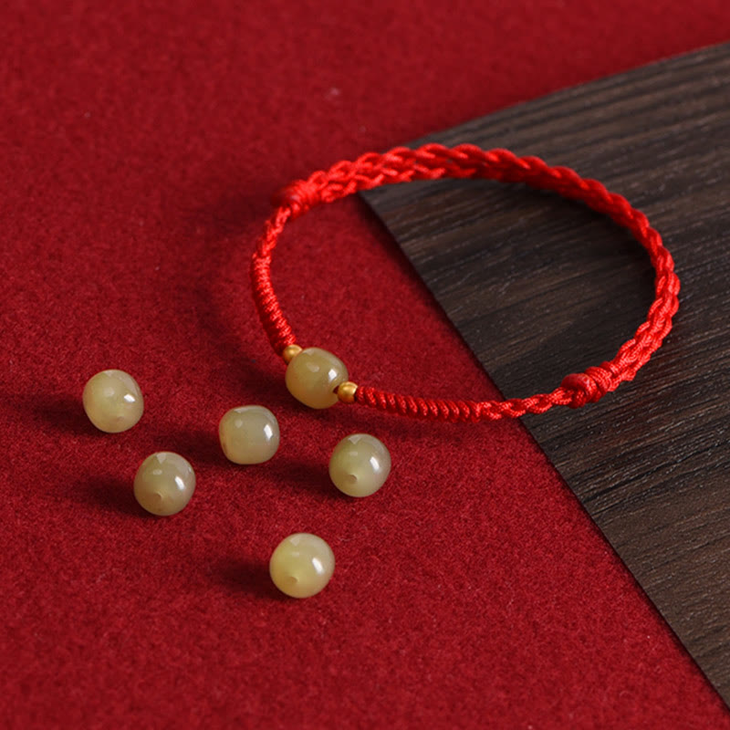 Dark Red Hetian Jade 999 Gold Protection Bracelet Anklet