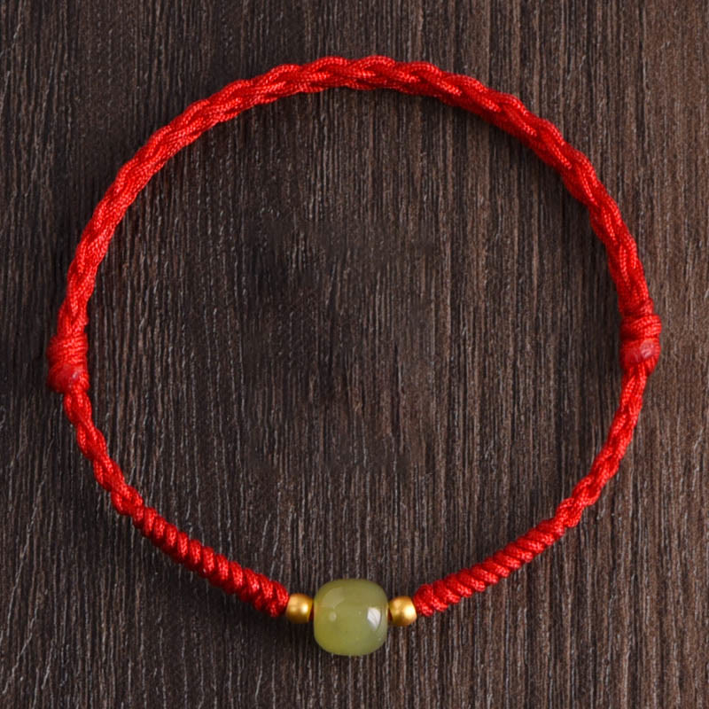 Dark Red Hetian Jade 999 Gold Protection Bracelet Anklet