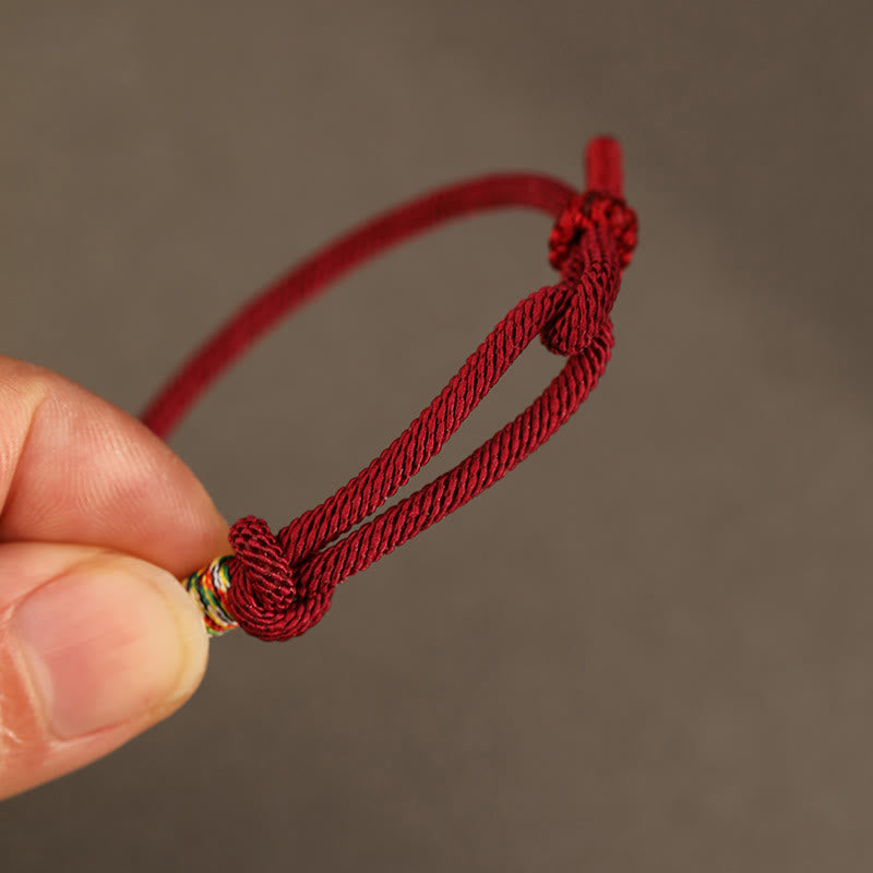 Dark Red String 925 Sterling Silver Coin Luck Bracelet