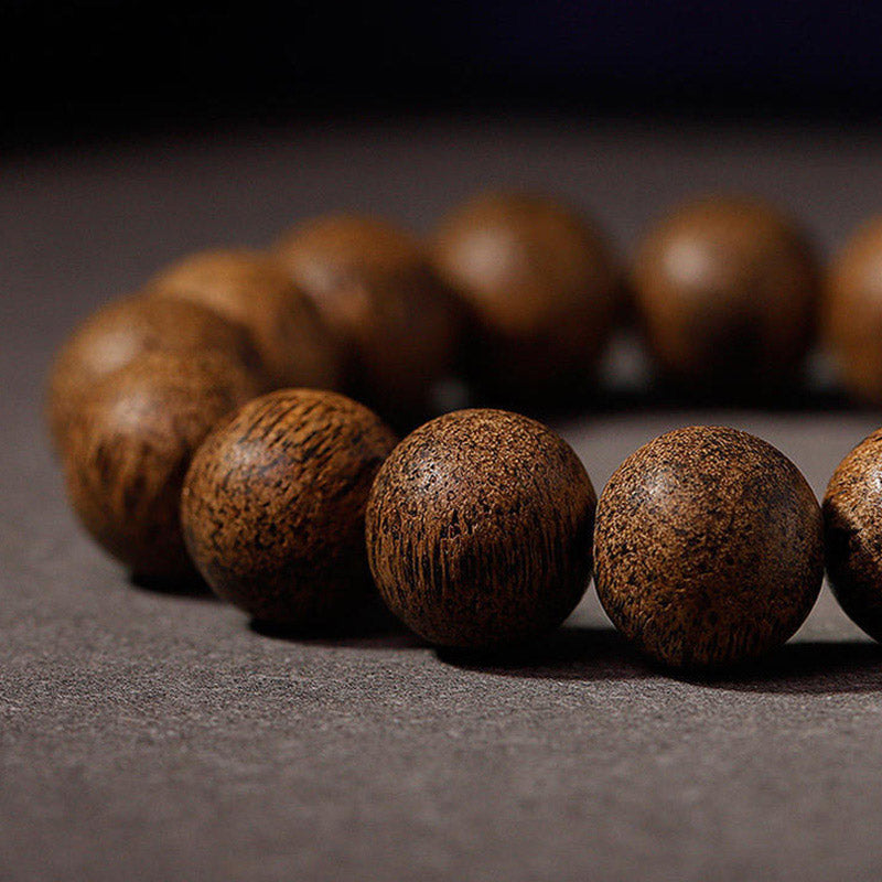 Natural Agarwood Chinese Zodiac Peace Bracelet 12mm Beads