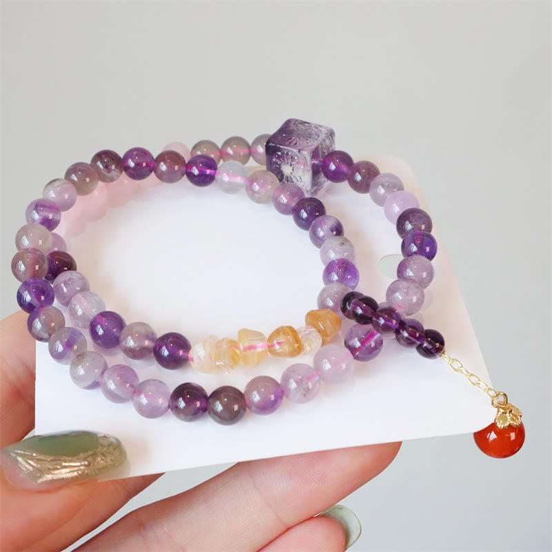 Amethyst Citrine Double Wrap Bracelet for Positive Transformation