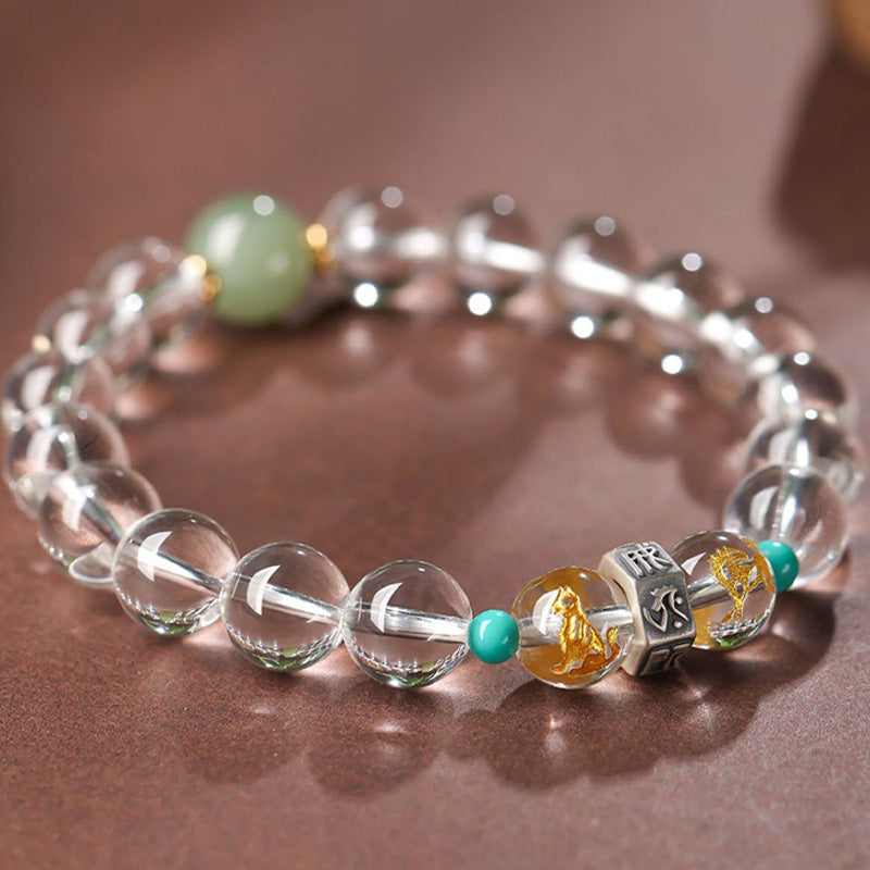 10mm Hetian Jade Chinese Zodiac Healing Bracelet