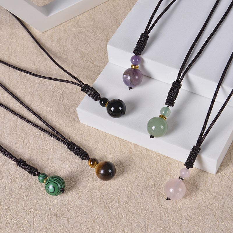 Unisex 70cm Jade Necklace with Tiger Eye and Amethyst Beads