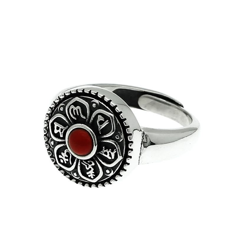 Adjustable Copper Om Mani Padme Hum Ring Spiritual Peace