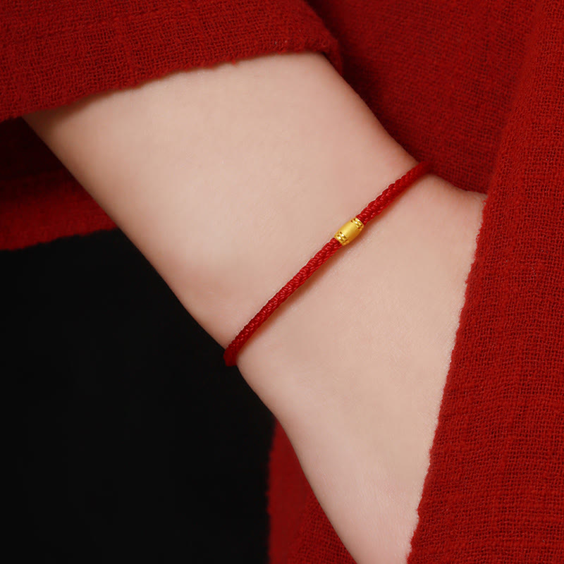 999 Gold Red String Bracelet with Eight Thread Peace Knot