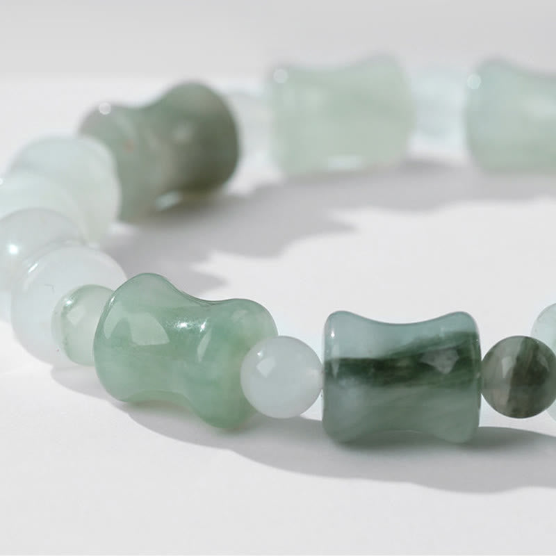 Jade Coconut Shell Bamboo Pattern Abundance Bracelet