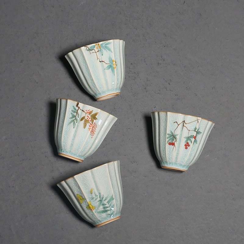 Loquat Dogwood Ceramic Kung Fu Tea Cup 75ml Zen Decor