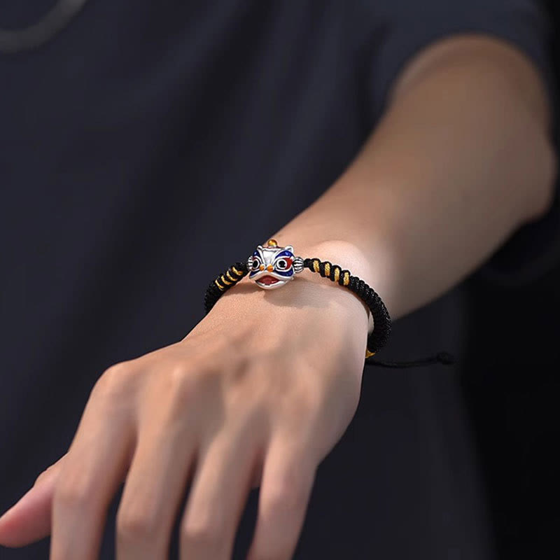 Handmade Dancing Lion Red String Bracelet for Protection