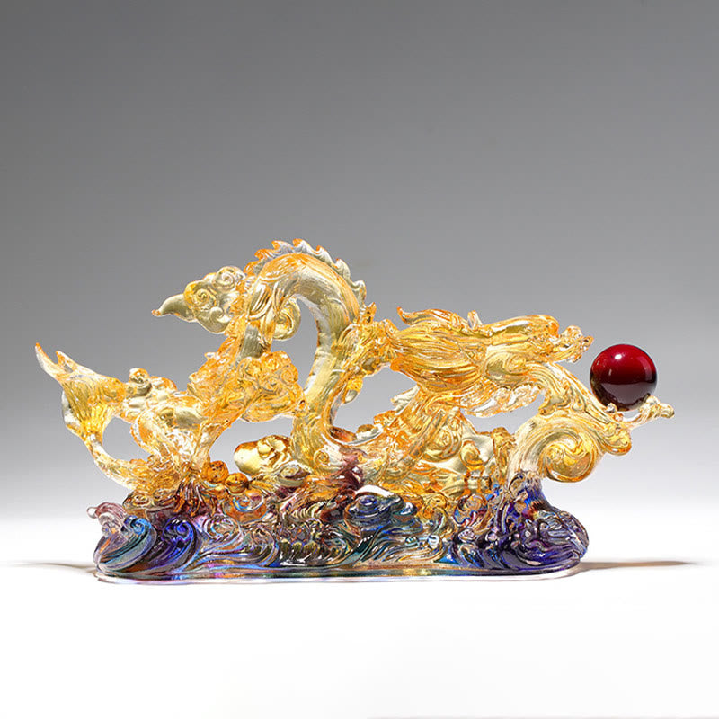 26cm Liuli Dragon Spiritual Statue for Protection & Strength