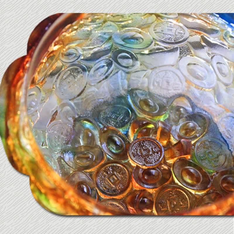 Handmade Liuli Crystal Treasure Bowl for Zen Home Decor