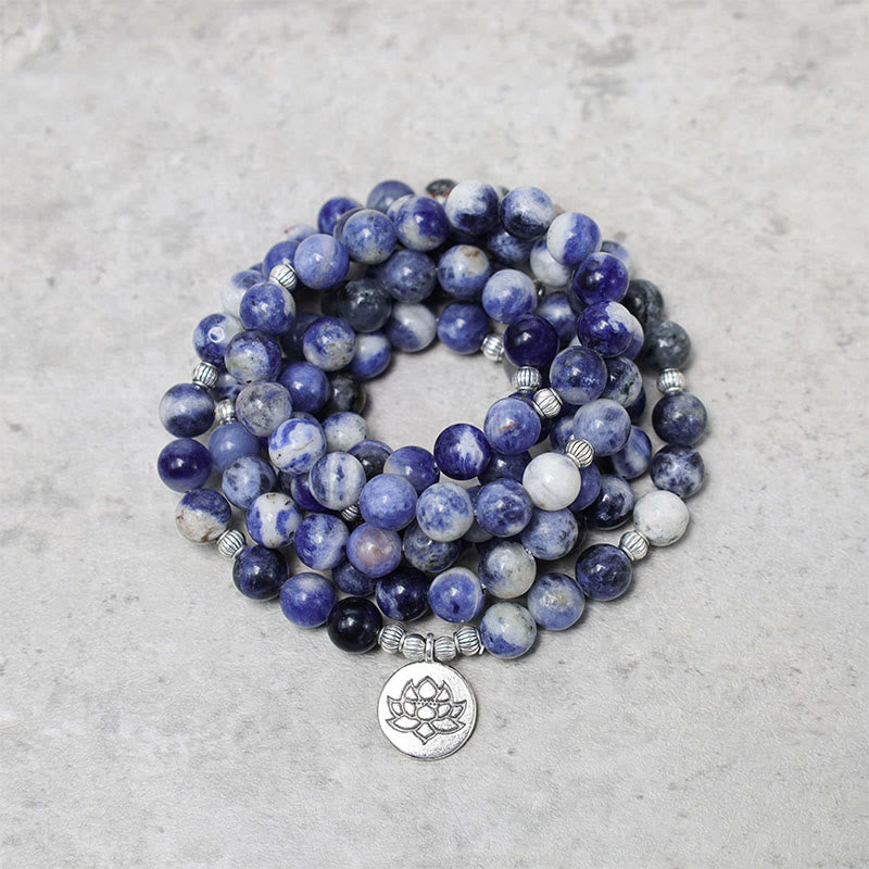 6mm Blue Aventurine Lotus Peace Necklace & Bracelet