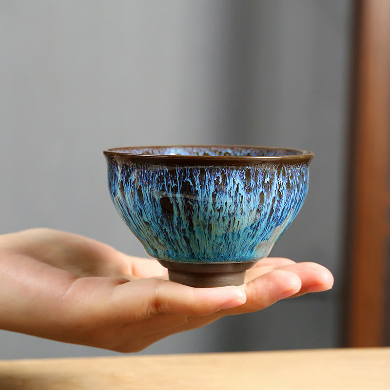 Multicolor Ceramic Tea Cup Ocean Wave | Zen Decor